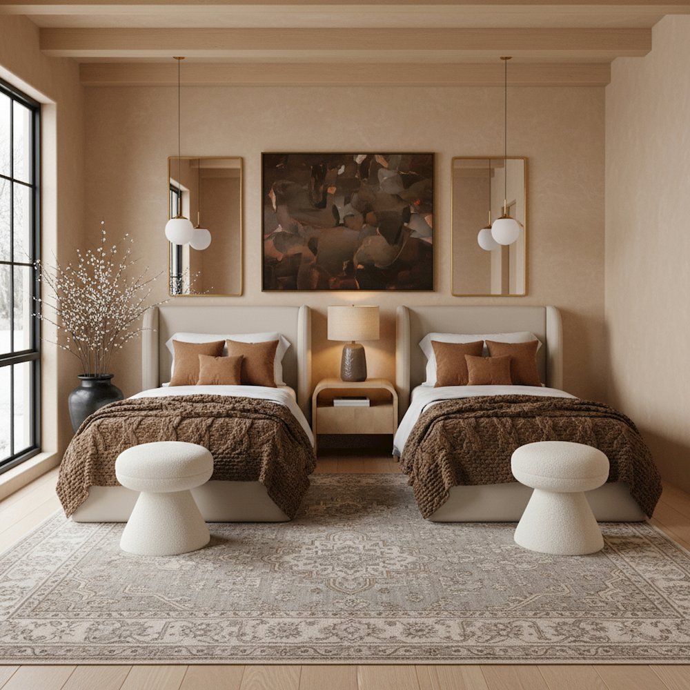 Warby Taupe Vegan Leather Upholstered Twin Bed