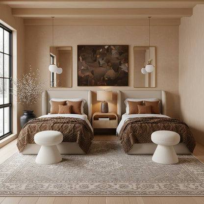 Warby Taupe Vegan Leather Upholstered Twin Bed