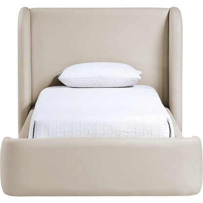 Warby Taupe Vegan Leather Upholstered Twin Bed