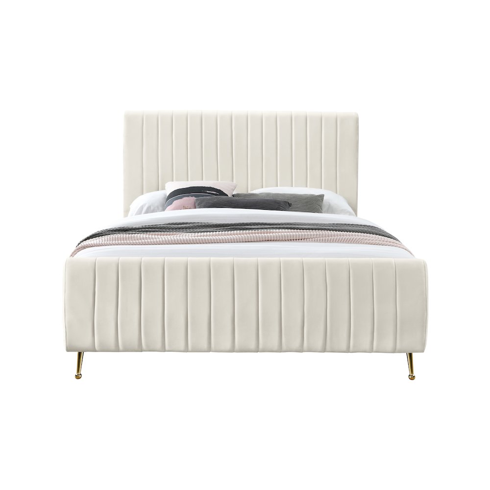 Zara Cream Velvet Full Bed
