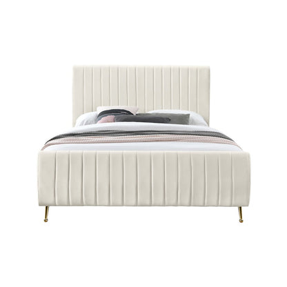 Zara Cream Velvet Full Bed