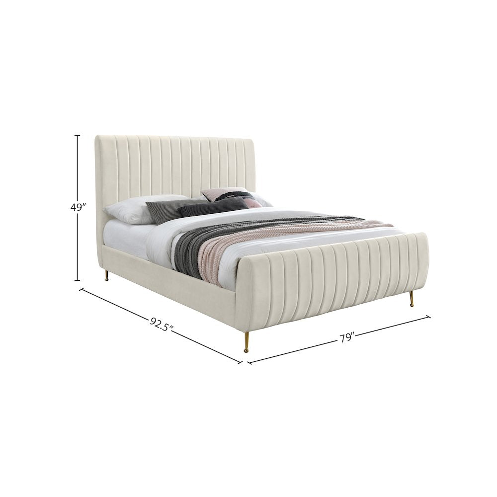 Zara Cream Velvet King Bed