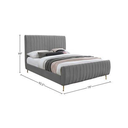 Zara Grey Velvet King Bed