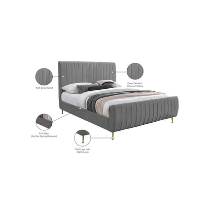 Zara Grey Velvet King Bed