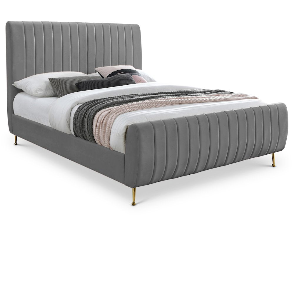 Zara Grey Velvet King Bed