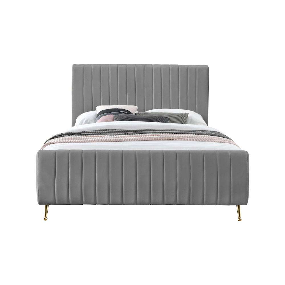 Zara Grey Velvet King Bed