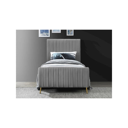 Zara Grey Velvet Twin Bed