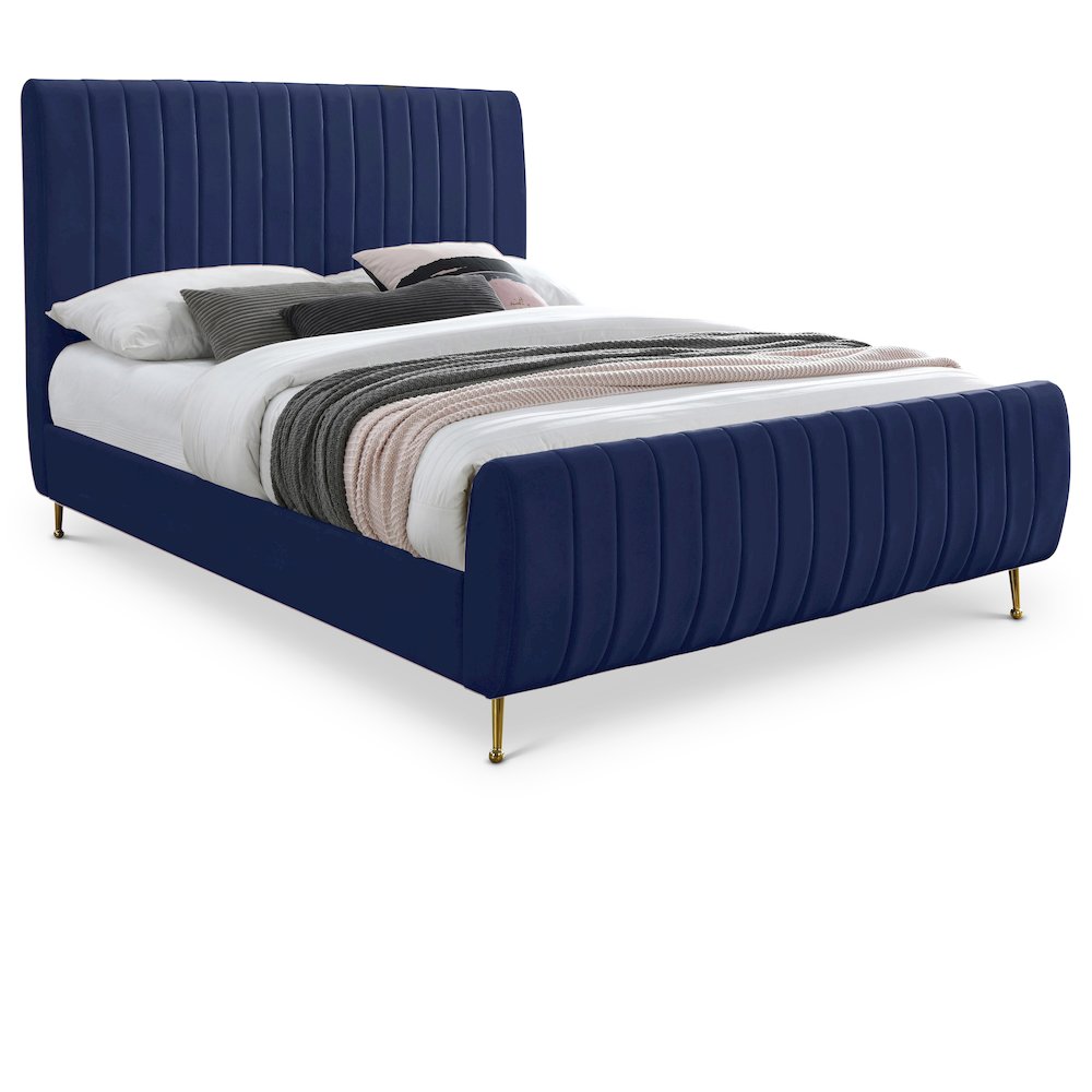 Zara Navy Velvet Full Bed