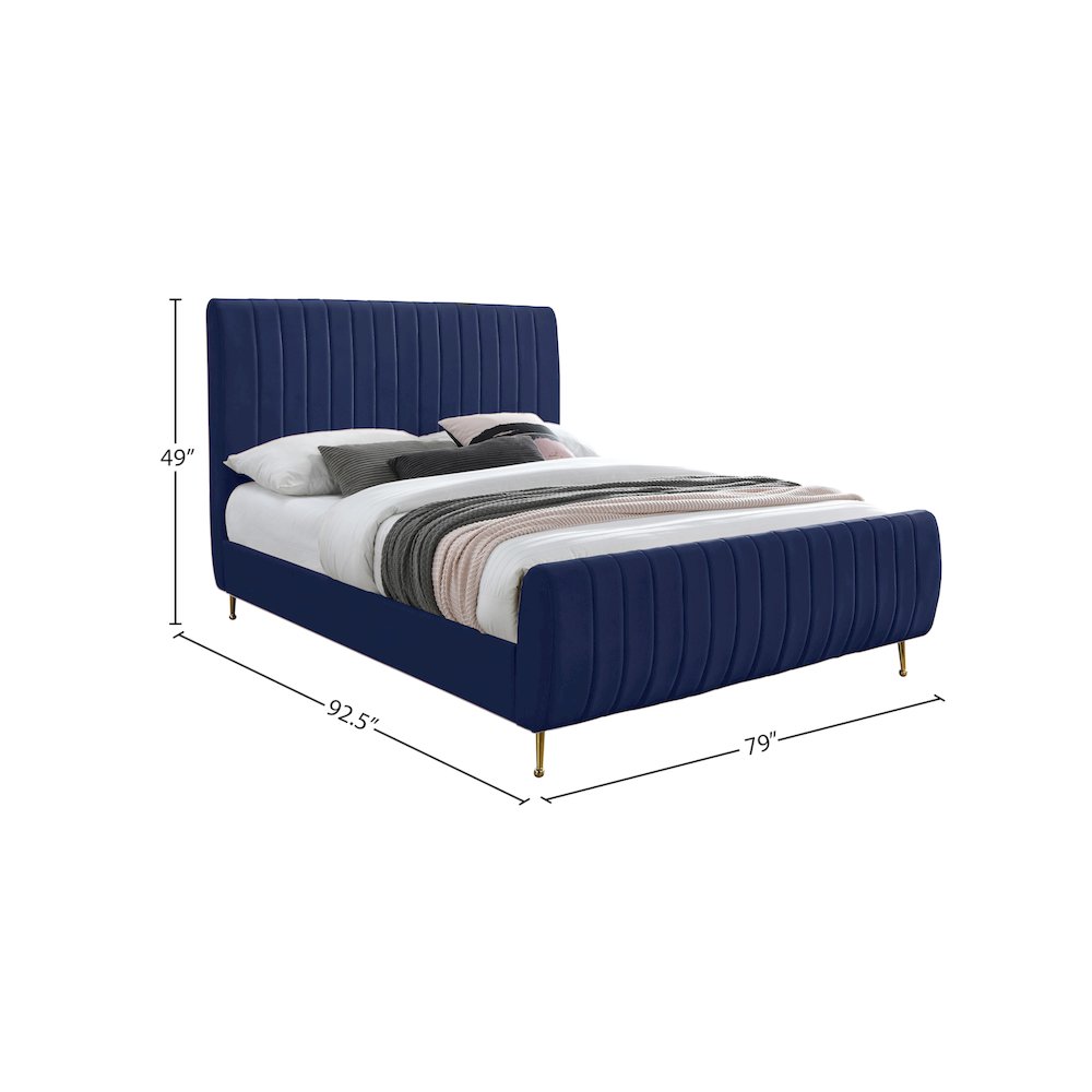 Zara Navy Velvet King Bed