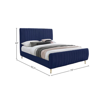 Zara Navy Velvet King Bed