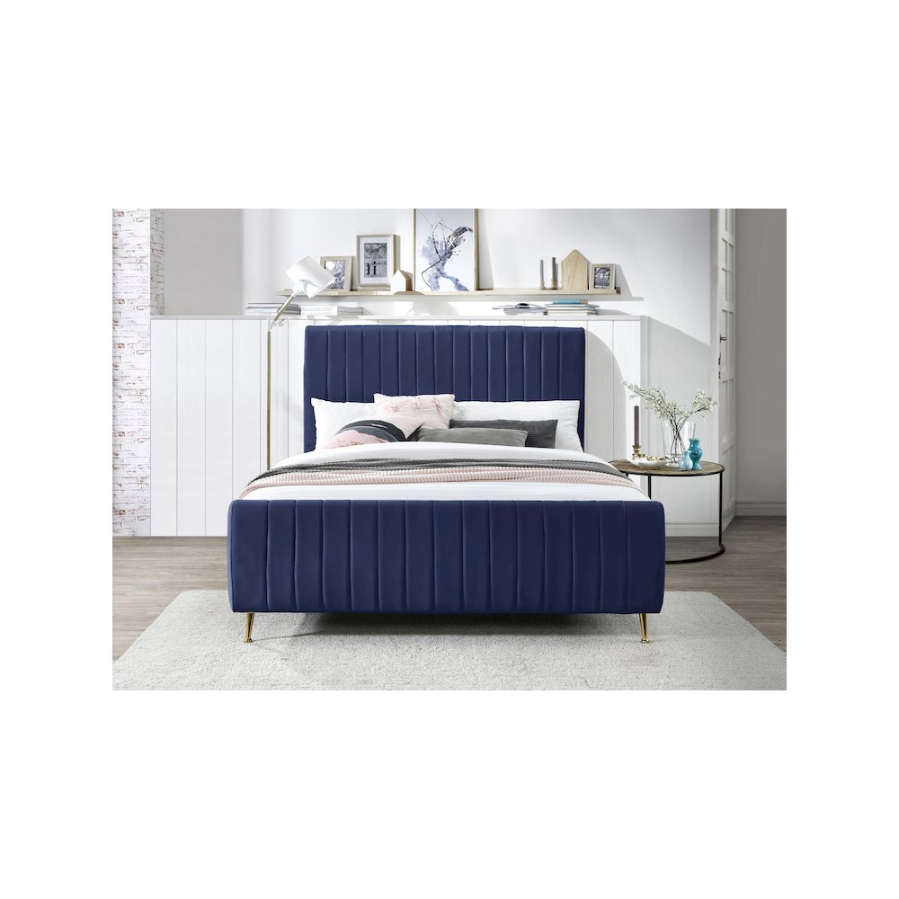 Zara Navy Velvet King Bed