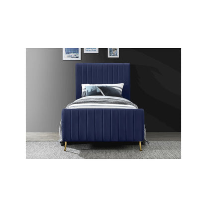 Zara Navy Velvet Twin Bed