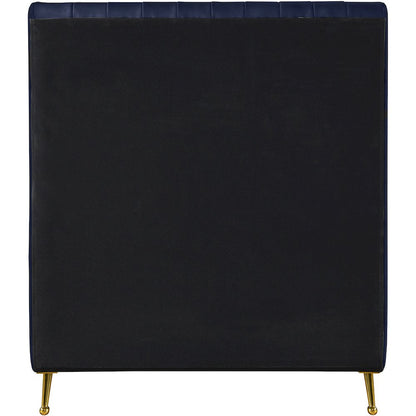 Zara Navy Velvet Twin Bed