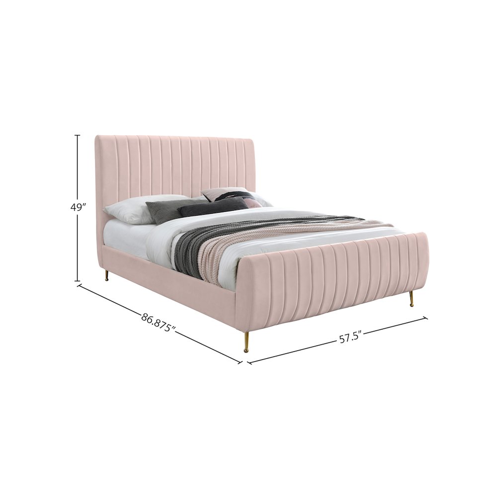 Zara Pink Velvet Full Bed