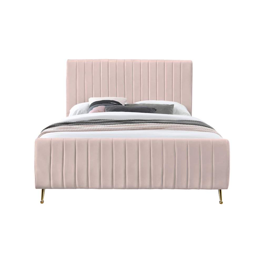 Zara Pink Velvet Full Bed