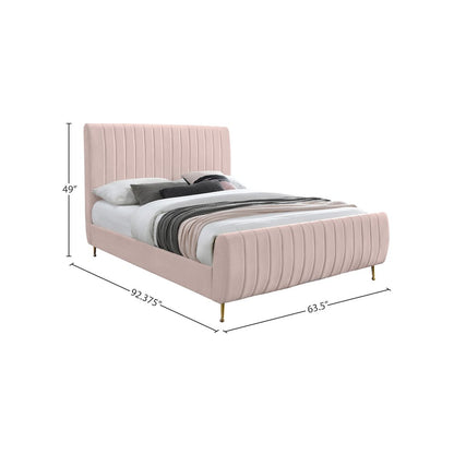 Zara Pink Velvet Queen Bed