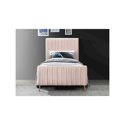Zara Pink Velvet Twin Bed