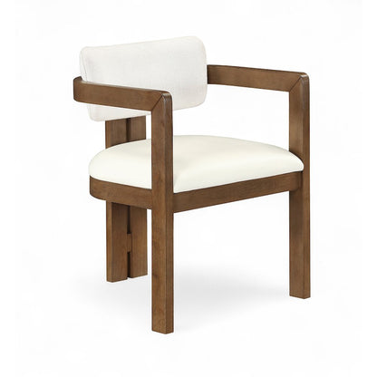 Ravina Cream Vegan Leather and Linen Fabric Upholstered Dining Chair, Set of 2