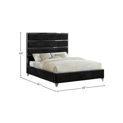 Zuma Black Velvet Full Bed