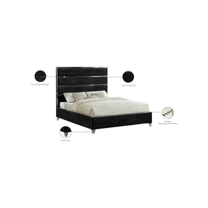 Zuma Black Velvet Full Bed
