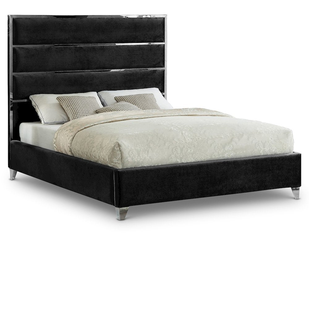 Zuma Black Velvet Full Bed