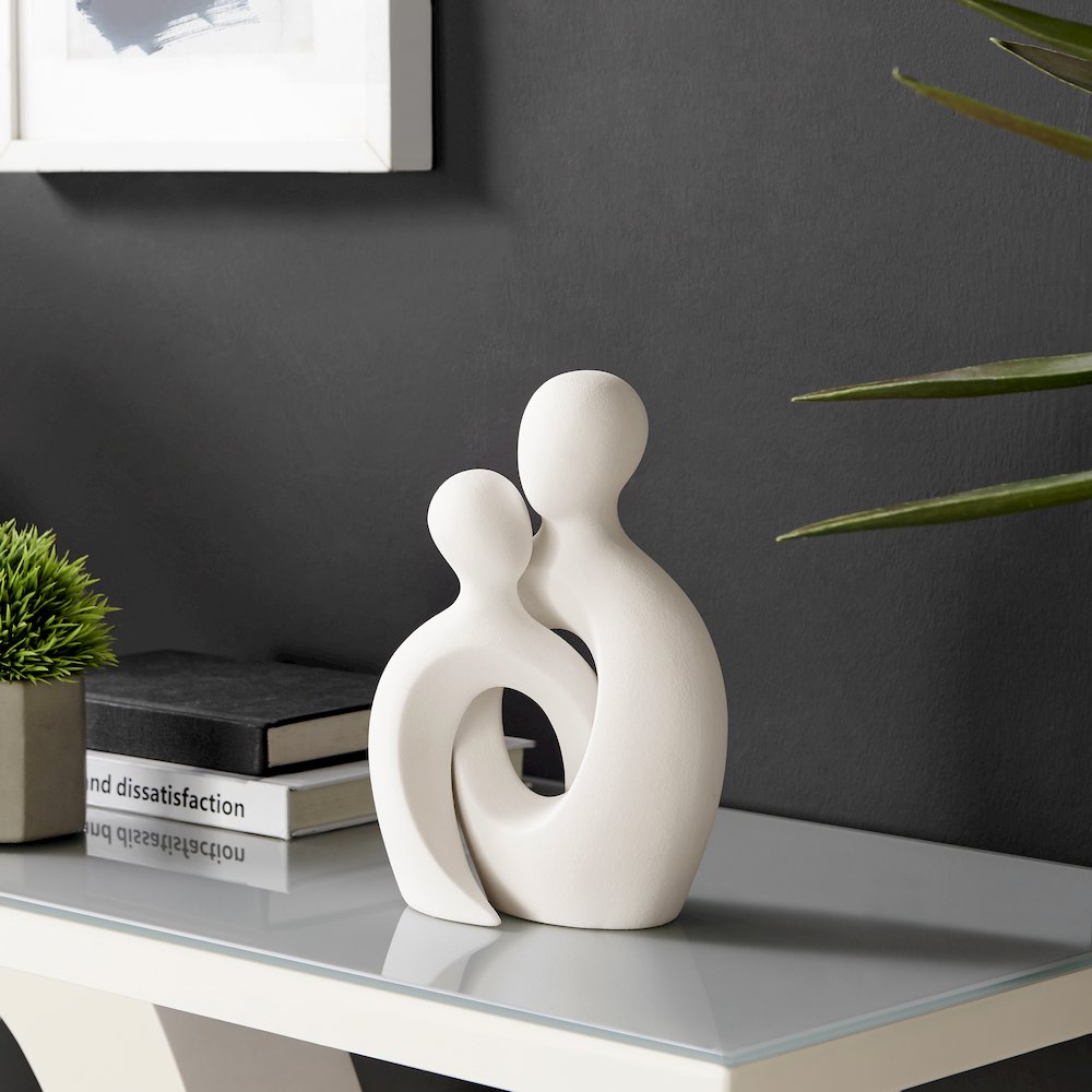 Hans Cream Intersecting Circle Tender Couple Matte Ceramic Sculpture Figure
