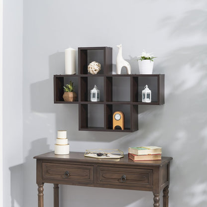 Cubby Laminated Walnut Veneer Shelving Unit