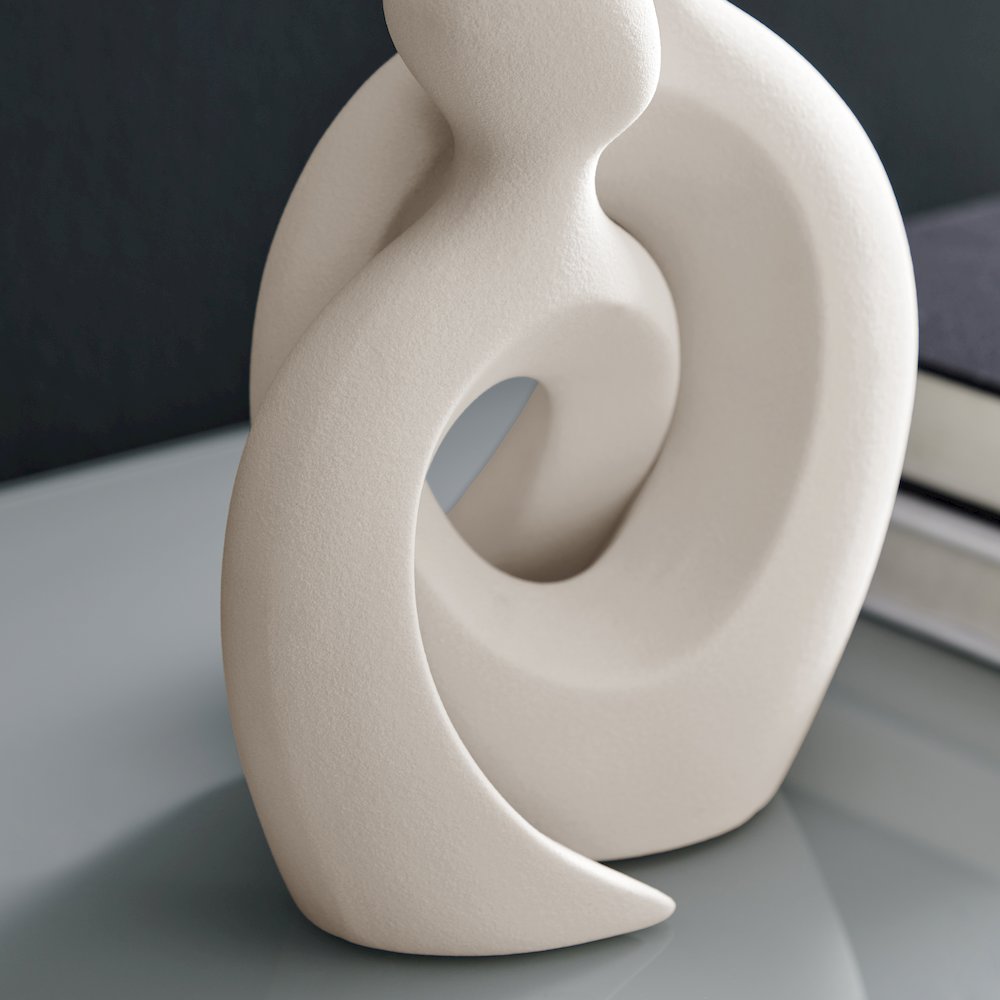 Hans Cream Intersecting Circle Tender Couple Matte Ceramic Sculpture Figure