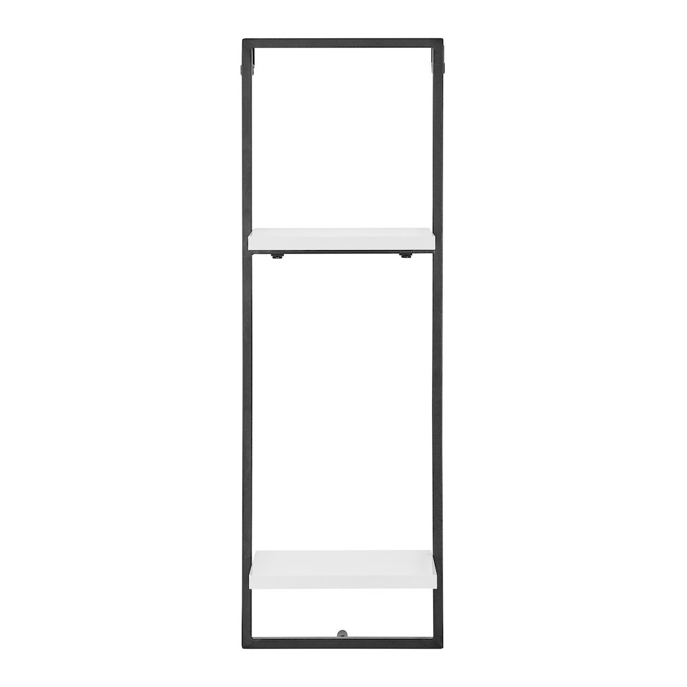 Framed Wall Art 4-Piece Modern Shelf Set - Black Metal Frame White MDF Shelves