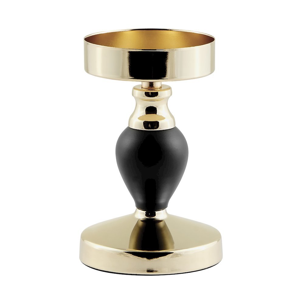 Talia Black and Gold Candlestick Taper Candle Holders - Set of 3