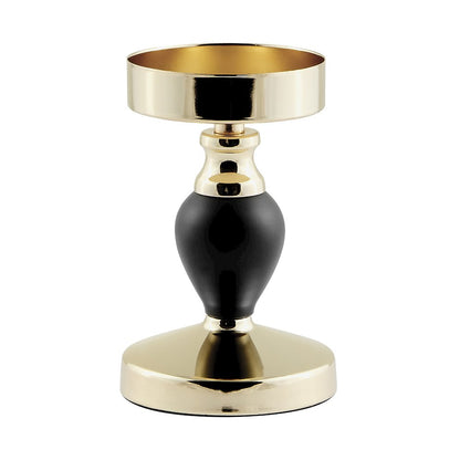 Talia Black and Gold Candlestick Taper Candle Holders - Set of 3