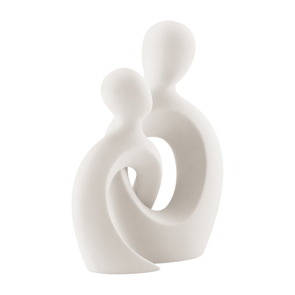 Hans Cream Intersecting Circle Tender Couple Matte Ceramic Sculpture Figure