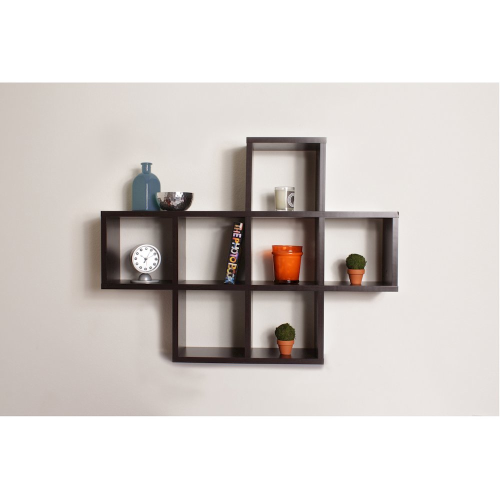 Cubby Laminated Walnut Veneer Shelving Unit
