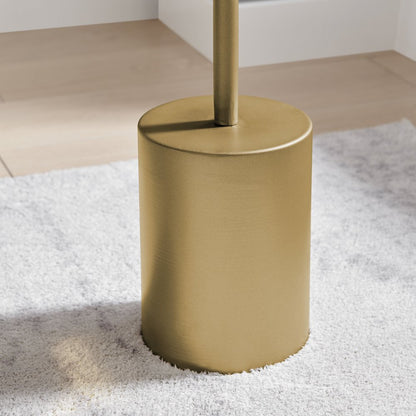 Fritz Pedestal Side Accent Table with Gold Metal Base Genuine White Marble Stone