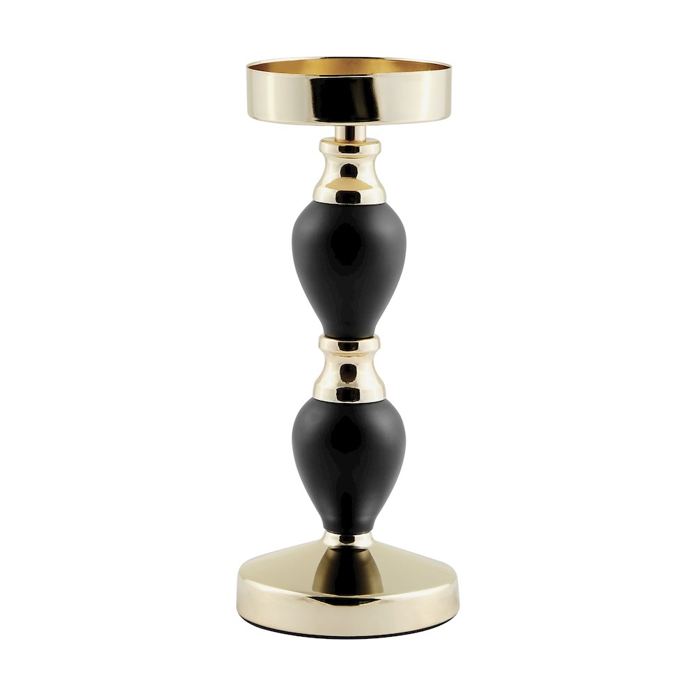Talia Black and Gold Candlestick Taper Candle Holders - Set of 3