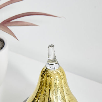 Alloya Pear Decorative Accent Tabletop Glass Sculpture Figure - Gold