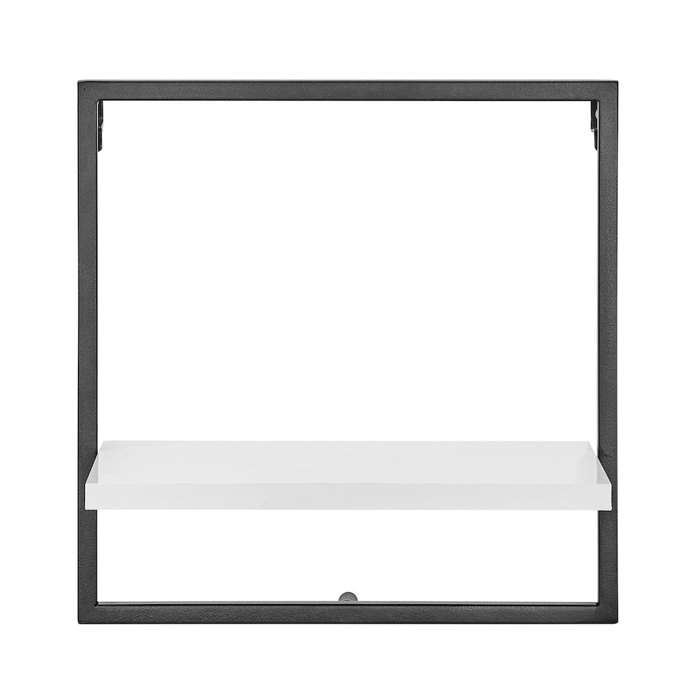 Framed Wall Art 4-Piece Modern Shelf Set - Black Metal Frame White MDF Shelves