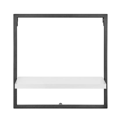 Framed Wall Art 4-Piece Modern Shelf Set - Black Metal Frame White MDF Shelves