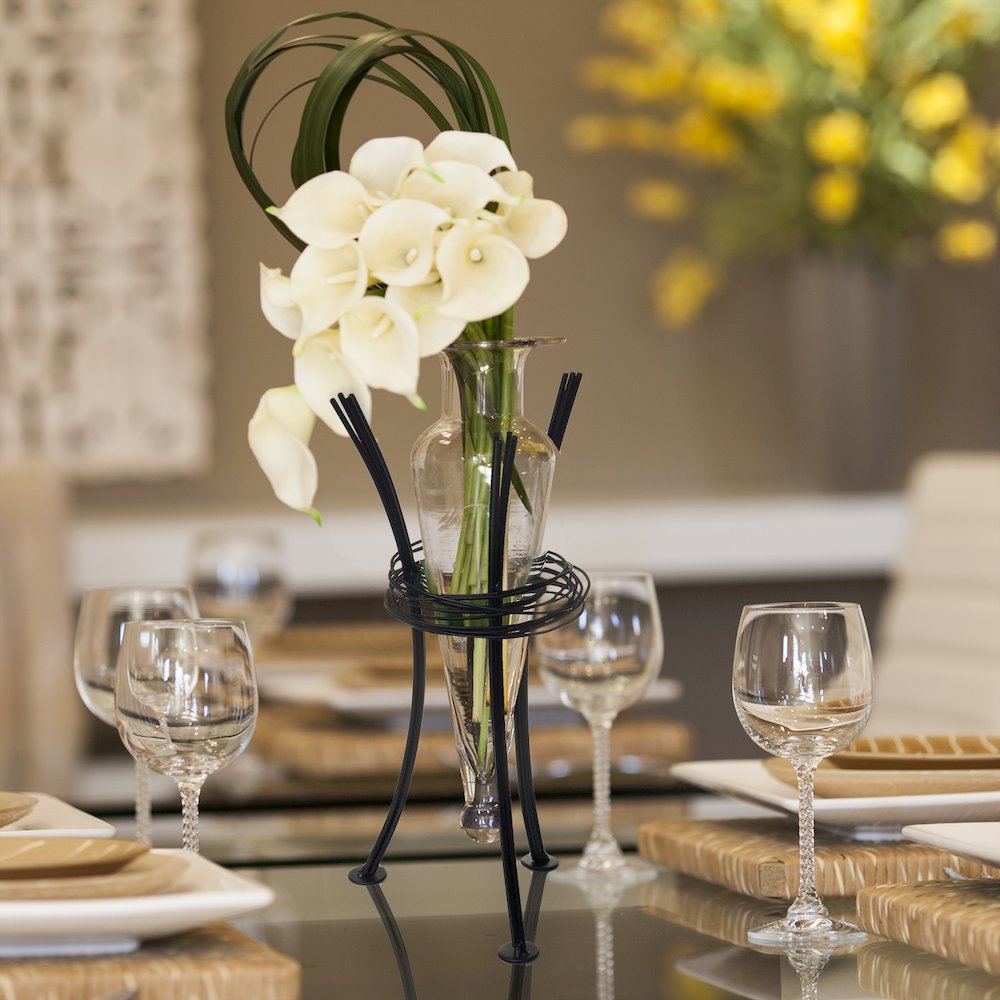 Clear Amphora Vase with Wire Stand