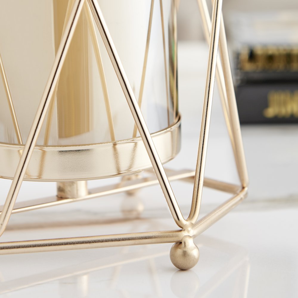 Prism Warm Gold Hurricane Candle Holders - Set of 2