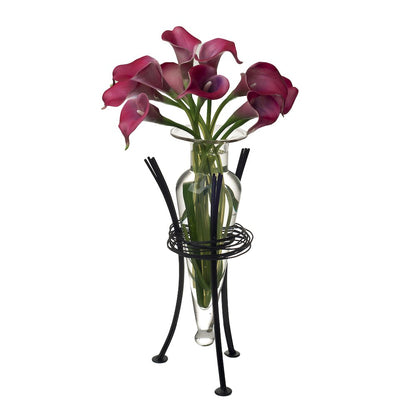 Clear Amphora Vase with Wire Stand
