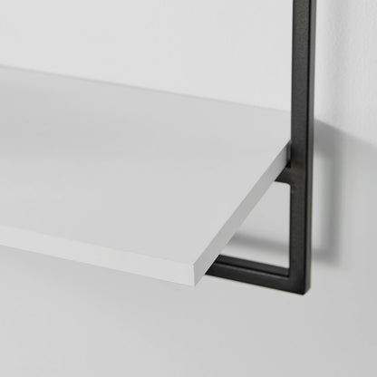 Framed Wall Art 4-Piece Modern Shelf Set - Black Metal Frame White MDF Shelves