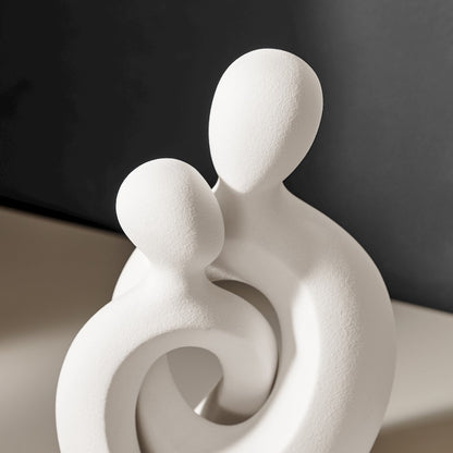 Hans Cream Intersecting Circle Tender Couple Matte Ceramic Sculpture Figure