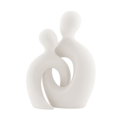 Hans Cream Intersecting Circle Tender Couple Matte Ceramic Sculpture Figure