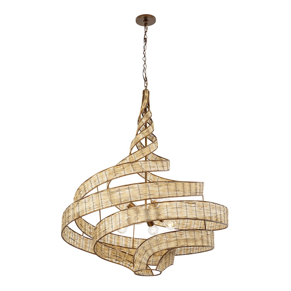 Flow 8-Lt Twist Pendant - Baguette/Natural Rattan