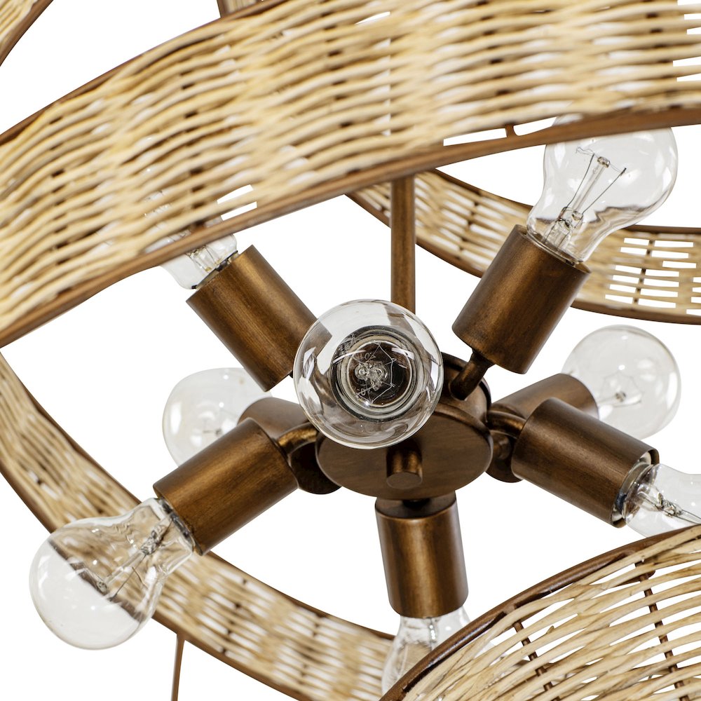 Flow 8-Lt Twist Pendant - Baguette/Natural Rattan