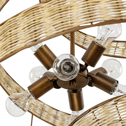 Flow 8-Lt Twist Pendant - Baguette/Natural Rattan
