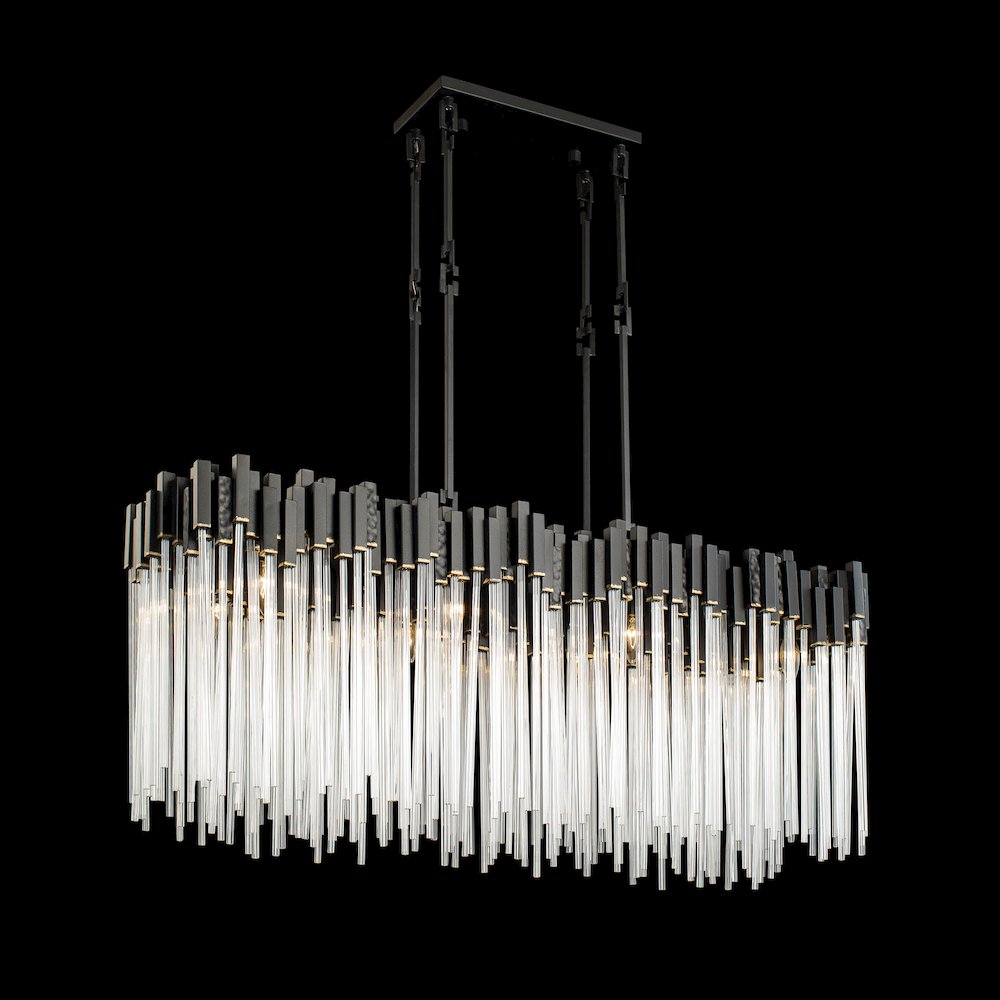 Matrix 8-Lt Linear Pendant - Matte Black/French Gold
