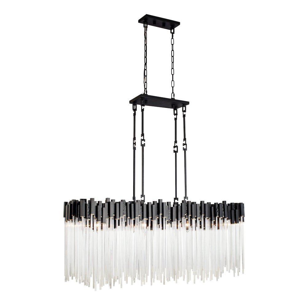 Matrix 8-Lt Linear Pendant - Matte Black/French Gold