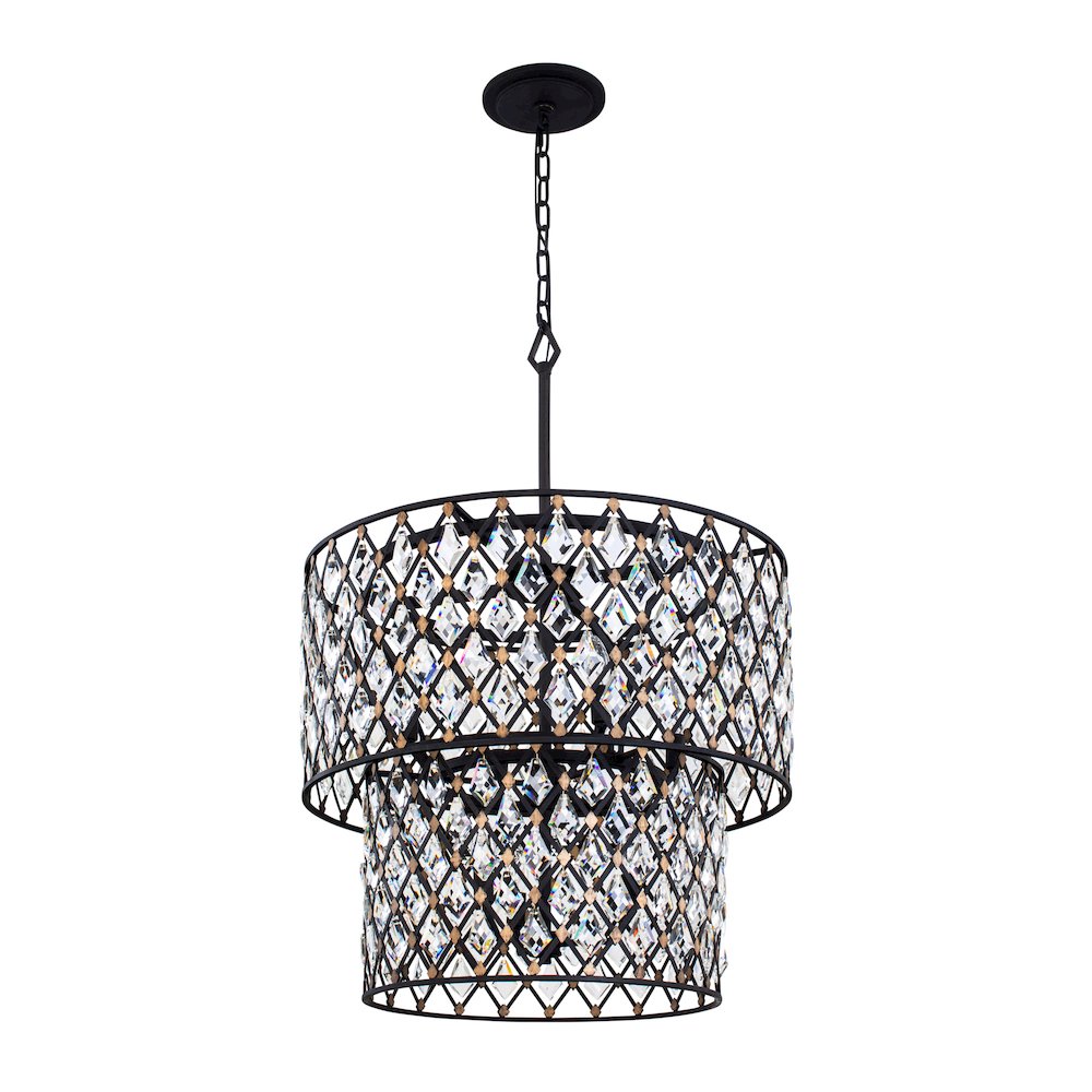 Windsor 7-Lt 2-Tier Crystal Chandelier - Carbon/Havana Gold